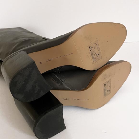 NWT ZARA LEATHER TALL HEELED BOOTS 6.5 - Picture 8 of 10